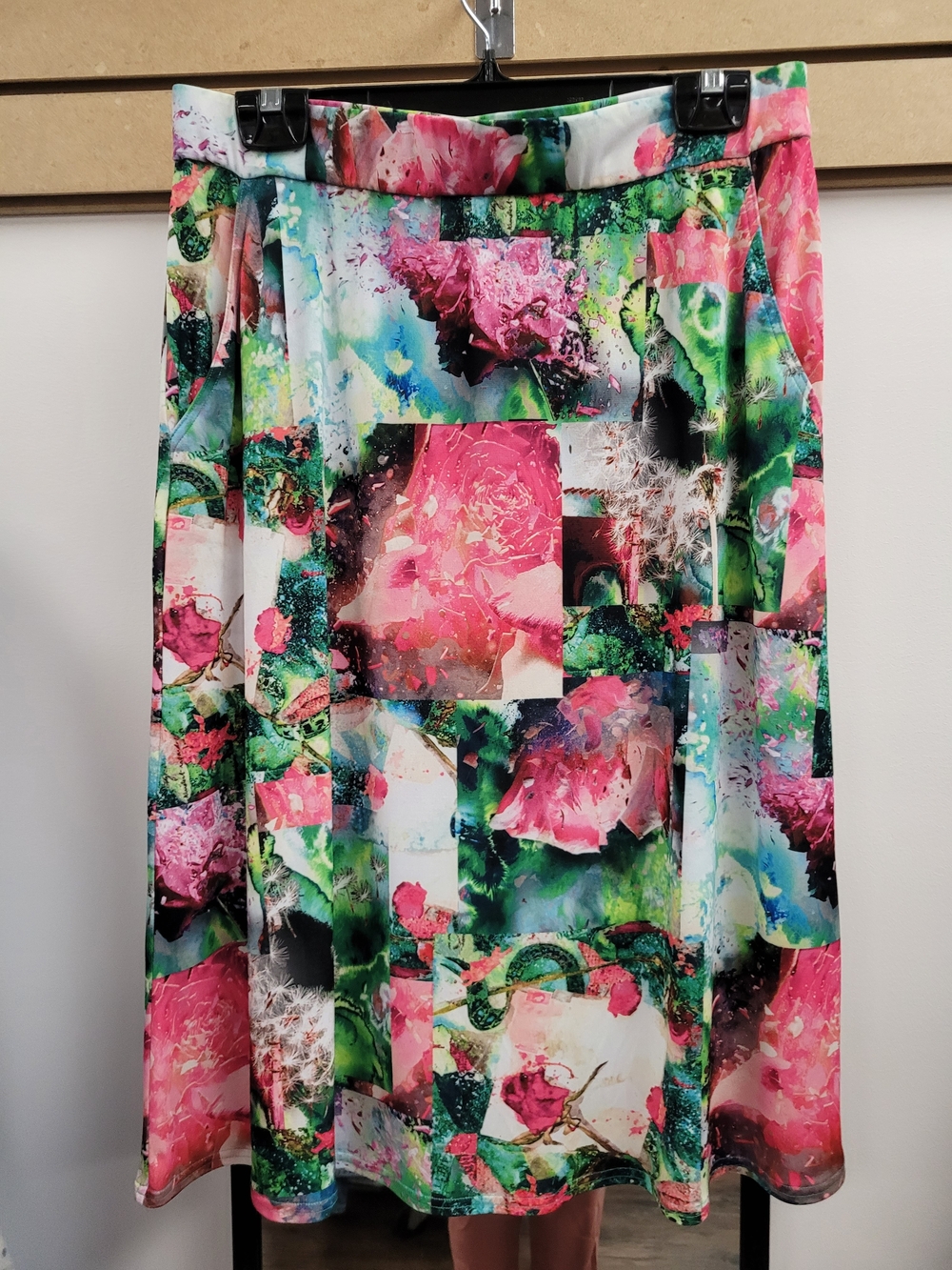 SOMMERMANN made Germany Floral Print A-Line Skirt - Pink & Green